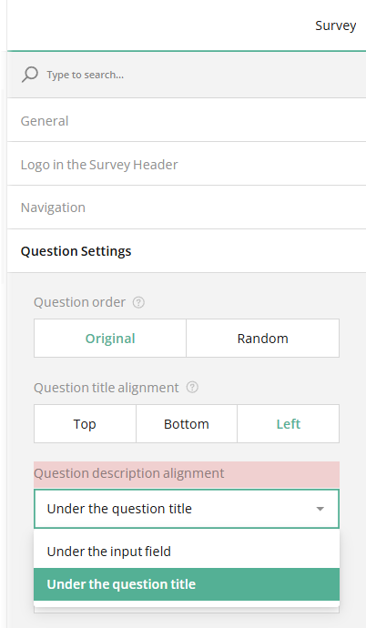 How to set question description location for all questions within a form